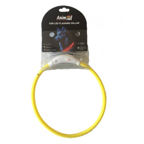Нашийник AnimAll LED  для котів і собак, розмір S, 35 см, жовтий