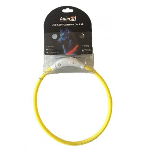 Нашийник AnimAll LED для собак, розмір M, 50 см, жовтий
