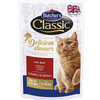 Вологий корм Butcher's Cat Delicious для котів, з яловичиною, пауч, 100 г Вологий корм Butcher's Cat Delicious для котів, з яловичиною, пауч, 100 г