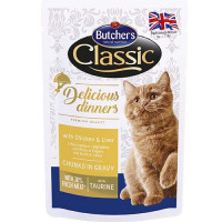 Влажный корм Butcher's Cat Delicious для кошек, с курицей и печенью, пауч, 100 г
