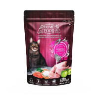 Сухой корм Home Food Здоровая кожа и блеск шерсти, для кошек, с индейкой и лососем, 400 г Сухой корм Home Food Здоровая кожа и блеск шерсти, для кошек, с индейкой и лососем, 400 г