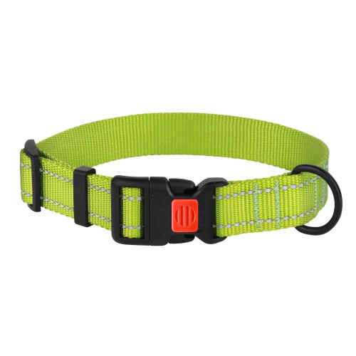 Нашийник нейлоновий BronzeDog Active для собак, з світловідображення, 25 мм / 43-66 см, салатовий, 53т