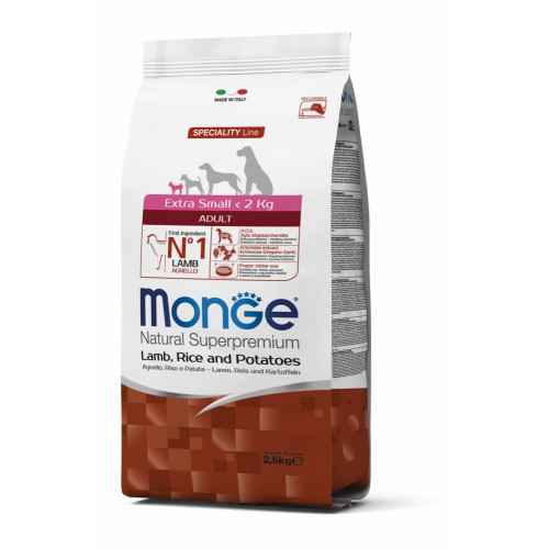 Сухий корм MONGE DOG Extrasmall Adult ягня/картопля, 2.5 кг