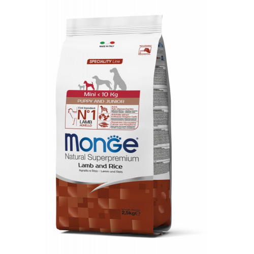 Сухий корм MONGE DOG Mini Puppy & Junior ягня з рисом, 2.5 кг