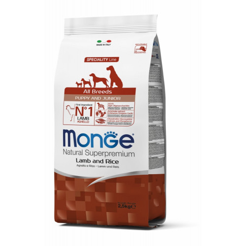 Сухий корм MONGE DOG All breeds Puppy & Junior ягня з рисом, 800 г