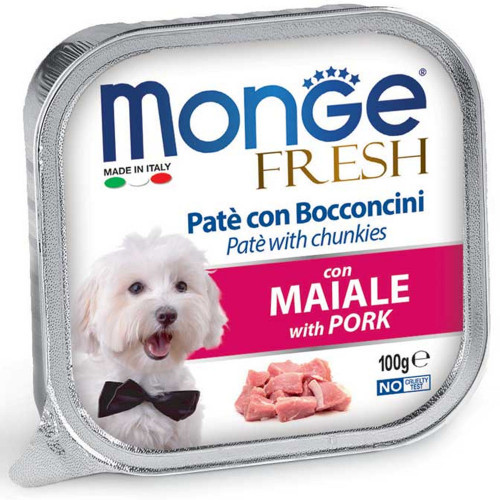Вологий корм MONGE DOG FRESH зі свининою, 100 г