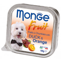 Вологий корм MONGE DOG FRUIT з качкою і апельсином, 100 г Вологий корм MONGE DOG FRUIT з качкою і апельсином, 100 г