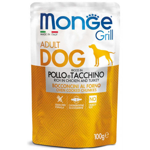 Вологий корм MONGE DOG GRILL курка з індичкою, 100 г