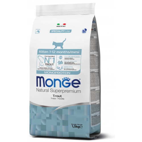 Сухий корм MONGE CAT Monoprotein Kitten з фореллю, 400 г