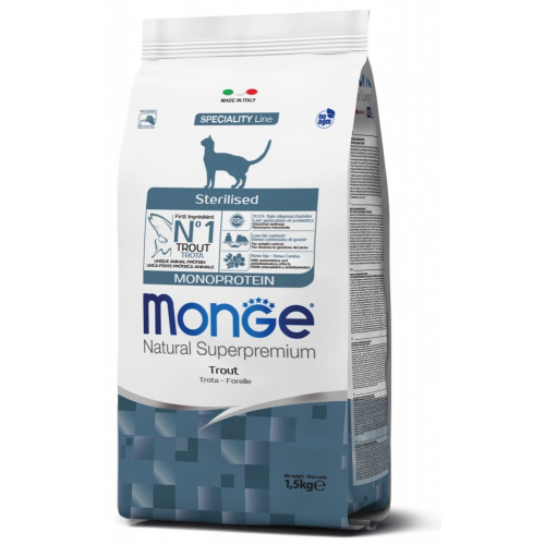 Сухой корм MONGE CAT Monoprotein Sterilised с форелью, 400 г