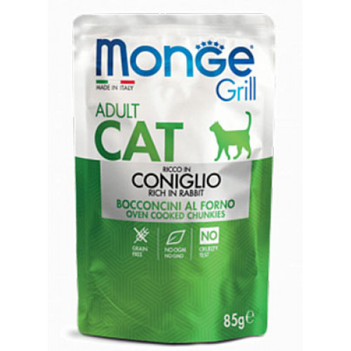 Влажный корм MONGE CAT GRILL Adult кролик, 85 г