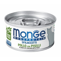 Влажный корм MONGE CAT MONOPROTEIN мясные хлопья курица с горошком, 80 г Влажный корм MONGE CAT MONOPROTEIN мясные хлопья курица с горошком, 80 г