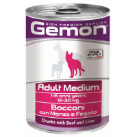 Вологий корм GEMON DOG WET Medium Adult шматочки з яловичиною і печінкою 0,415 кг Вологий корм GEMON DOG WET Medium Adult шматочки з яловичиною і печінкою 0,415 кг