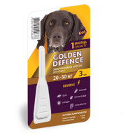 Капли на холку Golden Defence от блох, вшей, клещей для собак от 20 до 30 кг, 3 мл Капли на холку Golden Defence от блох, вшей, клещей для собак от 20 до 30 кг, 3 мл