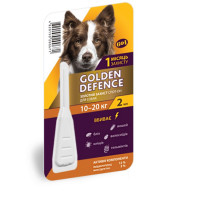 Капли на холку Golden Defence от блох, вшей, клещей для собак от 10 до 20 кг, 2 мл Капли на холку Golden Defence от блох, вшей, клещей для собак от 10 до 20 кг, 2 мл