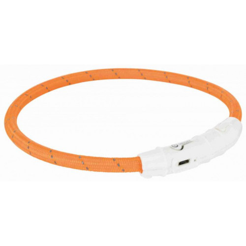 Нашийник Trixie Flash Light USB XS-S світиться, з відображає смугою, 35 см х 7 мм, помаранчевий