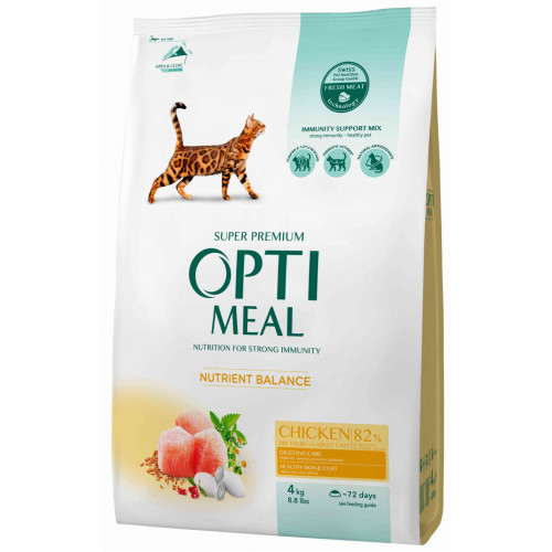 Сухий корм Optimeal для дорослих котів, з куркою, 4 кг