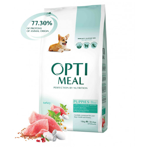 Сухий корм Optimeal для цуценят всіх порід, з індичкою, 12 кг
