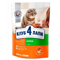 Сухий корм Клуб 4 Лапи Adult Cat Premium для дорослих кішок, з куркою, 300 г Сухий корм Клуб 4 Лапи Adult Cat Premium для дорослих кішок, з куркою, 300 г