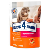 Сухой корм Клуб 4 Лапы Adult Cat Premium для взрослых кошек, с телятиной, 300 г