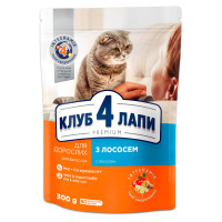 Сухой корм Клуб 4 Лапы Adult Cat Premium для взрослых кошек, с лососем, 300 г Сухой корм Клуб 4 Лапы Adult Cat Premium для взрослых кошек, с лососем, 300 г