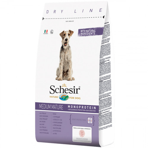 Сухий корм Schesir Dog Medium Mature з куркою, для літніх або малоактивних собак середніх порід, 3 кг