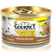 Вологий корм Purina Gourmet Gold Ніжні биточки для котів, з індичкою і шпинатом, 85 г Вологий корм Purina Gourmet Gold Ніжні биточки для котів, з індичкою і шпинатом, 85 г