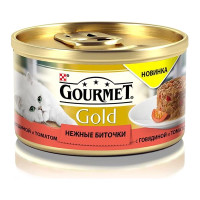 Вологий корм Purina Gourmet Gold Ніжні биточки для котів, з яловичиною і томатами, 85 г Вологий корм Purina Gourmet Gold Ніжні биточки для котів, з яловичиною і томатами, 85 г