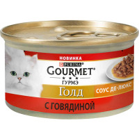 Влажный корм Purina Gourmet Gold Соус для кошек, с говядиной, кусочки в соусе, 85 г Влажный корм Purina Gourmet Gold Соус для кошек, с говядиной, кусочки в соусе, 85 г