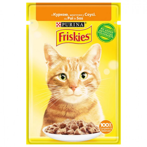 Вологий корм Purina Friskies для котів, з куркою, 85 г