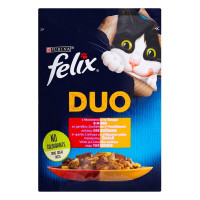 Влажный корм Purina Felix Fantastic Duo для кошек, с говядиной и птицей, 85 г Влажный корм Purina Felix Fantastic Duo для кошек, с говядиной и птицей, 85 г