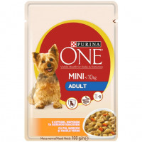 Влажный корм Purina One Mini Adult для взрослых собак мелких пород, с курицей и морковью, 100 г