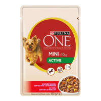 Влажный корм Purina One Mini Active для взрослых собак мелких пород, с говядиной и картофелем, 100 г Влажный корм Purina One Mini Active для взрослых собак мелких пород, с говядиной и картофелем, 100 г