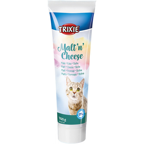 Паста Trixie Malt'n'Cheese для котов, для выведения шерсти, солод сыр и биотин, 100 г
