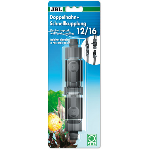 JBL double stopcock + quickcoupling для підключення, відключення і перекриття шлангів в акваріумі, 16/22 мм
