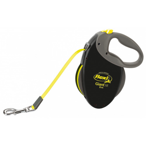 Повідець-рулетка Flexi Neon Giant M для собак до 25 кг, 8 м, стрічка, чорна