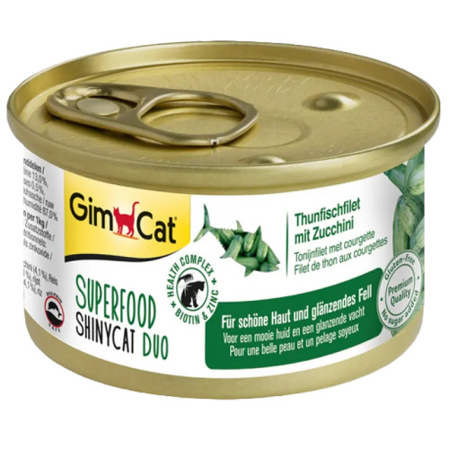 Влажный корм GimCat Shiny Cat Superfood для кошек, с тунцом и цукини 70 г