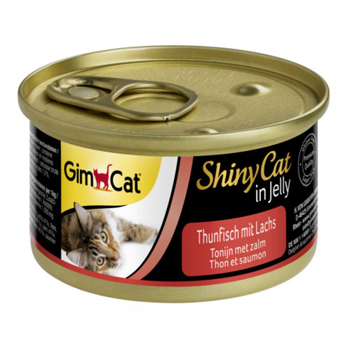 Влажный корм GimCat Shiny Cat для кошек, с тунцом и лососем в желе, 70 г