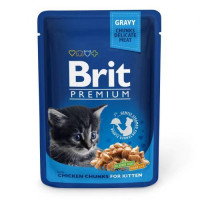 Влажный корм Brit Premium Cat pouch, для котят, с курицей, 100г