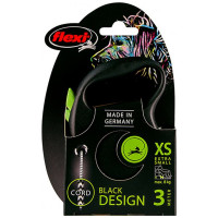 Повідець-рулетка Flexi Black Design XS для собак до 8 кг, 3 м, трос, зелена Повідець-рулетка Flexi Black Design XS для собак до 8 кг, 3 м, трос, зелена