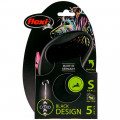 Поводок-рулетка Flexi Black Design S для собак до 12 кг, 5 м, трос, розовая
