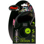 Поводок-рулетка Flexi Black Design S для собак до 12 кг, 5 м, трос, розовая