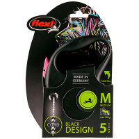 Поводок-рулетка Flexi Black Design M для собак до 20 кг, 5 м, трос, розовая Поводок-рулетка Flexi Black Design M для собак до 20 кг, 5 м, трос, розовая