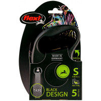 Поводок-рулетка Flexi Black Design S для собак до 15 кг, 5 м, лента, черная Поводок-рулетка Flexi Black Design S для собак до 15 кг, 5 м, лента, черная