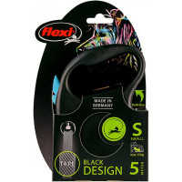 Повідець-рулетка Flexi Black Design S для собак до 15 кг, 5 м, стрічка, синя Повідець-рулетка Flexi Black Design S для собак до 15 кг, 5 м, стрічка, синя