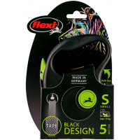 Повідець-рулетка Flexi Black Design S для собак до 15 кг, 5 м, стрічка, зелена Повідець-рулетка Flexi Black Design S для собак до 15 кг, 5 м, стрічка, зелена