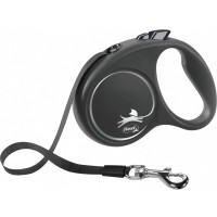 Поводок-рулетка Flexi Black Design M для собак до 25 кг, 5 м, лента, черная Поводок-рулетка Flexi Black Design M для собак до 25 кг, 5 м, лента, черная
