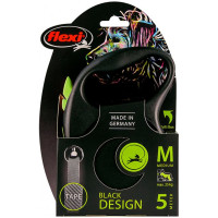 Поводок-рулетка Flexi Black Design M для собак до 25 кг, 5 м, лента, зеленая Поводок-рулетка Flexi Black Design M для собак до 25 кг, 5 м, лента, зеленая