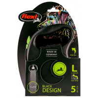 Поводок-рулетка Flexi Black Design L для собак до 50 кг, 5 м, лента, зеленая Поводок-рулетка Flexi Black Design L для собак до 50 кг, 5 м, лента, зеленая