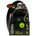 Поводок-рулетка Flexi Black Design L для собак до 50 кг, 5 м, лента, розовая